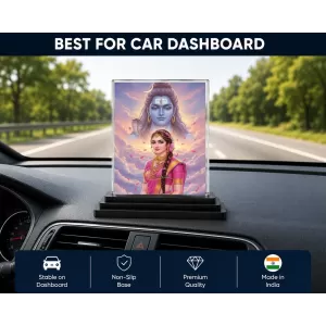 Parvati Acrylic Car Dashboard Showpiece | Double-Sided Parvati Photo Stand | 3 X 4 Inch Photo | Transparent Acrylic Frame With Black Base | Car Dashboard, Office & Table Decor (F72207) Parvati Acrylic Car Dashboard Showpiece | Double-Sided Parvati Photo Stand | 3 X 4 Inch Photo | Transparent Acrylic Frame With Black Base | Car Dashboard, Office & Table Decor (F72207)