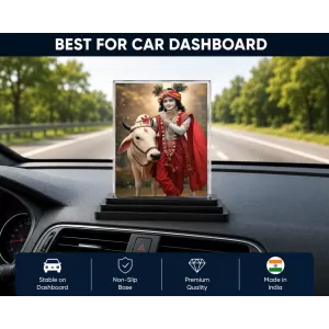 Krishna Acrylic Car Dashboard Showpiece | Double-Sided Krishna Photo Stand | 3 X 4 Inch Photo | Transparent Acrylic Frame With Black Base | Car Dashboard, Office & Table Decor (F72213) Krishna Acrylic Car Dashboard Showpiece | Double-Sided Krishna Photo Stand | 3 X 4 Inch Photo | Transparent Acrylic Frame With Black Base | Car Dashboard, Office & Table Decor (F72213)