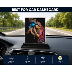 Shree Krishna And Shree Radha Acrylic Car Dashboard Showpiece | Double-Sided Shree Krishna And Shree Radha Photo Stand | 3 X 4 Inch Photo | Transparent Acrylic Frame With Black Base | Car Dashboard, Office & Table Decor (F72215) Shree Krishna And Shree Radha Acrylic Car Dashboard Showpiece | Double-Sided Shree Krishna And Shree Radha Photo Stand | 3 X 4 Inch Photo | Transparent Acrylic Frame With Black Base | Car Dashboard, Office & Table Decor (F72215)