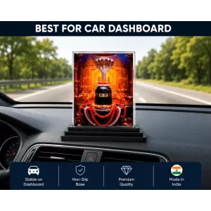Shiva Acrylic Car Dashboard Showpiece | Double-Sided Shiva Photo Stand | 3 X 4 Inch Photo | Transparent Acrylic Frame With Black Base | Car Dashboard, Office & Table Decor (F72222)