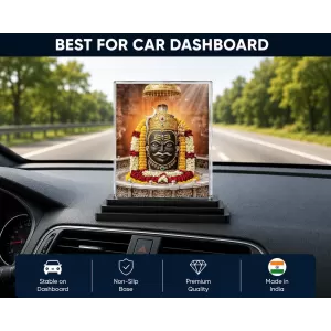 Shiva Acrylic Car Dashboard Showpiece | Double-Sided Shiva Photo Stand | 3 X 4 Inch Photo | Transparent Acrylic Frame With Black Base | Car Dashboard, Office & Table Decor (F72227)