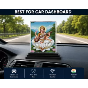 Saraswati Acrylic Car Dashboard Showpiece | Double-Sided Saraswati Photo Stand | 3 X 4 Inch Photo | Transparent Acrylic Frame With Black Base | Car Dashboard, Office & Table Decor (F72228) Saraswati Acrylic Car Dashboard Showpiece | Double-Sided Saraswati Photo Stand | 3 X 4 Inch Photo | Transparent Acrylic Frame With Black Base | Car Dashboard, Office & Table Decor (F72228)