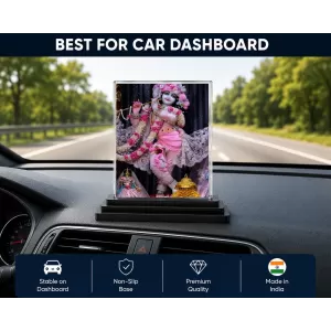 Krishna Acrylic Car Dashboard Showpiece | Double-Sided Krishna Photo Stand | 3 X 4 Inch Photo | Transparent Acrylic Frame With Black Base | Car Dashboard, Office & Table Decor (F72233) Krishna Acrylic Car Dashboard Showpiece | Double-Sided Krishna Photo Stand | 3 X 4 Inch Photo | Transparent Acrylic Frame With Black Base | Car Dashboard, Office & Table Decor (F72233)
