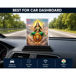 Durga Acrylic Car Dashboard Showpiece | Double-Sided Durga Photo Stand | 3 X 4 Inch Photo | Transparent Acrylic Frame With Black Base | Car Dashboard, Office & Table Decor (F72235) Durga Acrylic Car Dashboard Showpiece | Double-Sided Durga Photo Stand | 3 X 4 Inch Photo | Transparent Acrylic Frame With Black Base | Car Dashboard, Office & Table Decor (F72235)