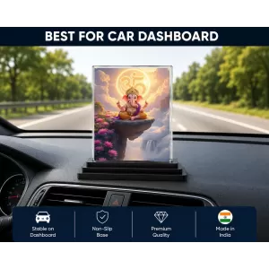 Ganesha Acrylic Car Dashboard Showpiece | Double-Sided Ganesha Photo Stand | 3 X 4 Inch Photo | Transparent Acrylic Frame With Black Base | Car Dashboard, Office & Table Decor (F72239) Ganesha Acrylic Car Dashboard Showpiece | Double-Sided Ganesha Photo Stand | 3 X 4 Inch Photo | Transparent Acrylic Frame With Black Base | Car Dashboard, Office & Table Decor (F72239)