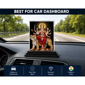 Durga Acrylic Car Dashboard Showpiece | Double-Sided Durga Photo Stand | 3 X 4 Inch Photo | Transparent Acrylic Frame With Black Base | Car Dashboard, Office & Table Decor (F72256) Durga Acrylic Car Dashboard Showpiece | Double-Sided Durga Photo Stand | 3 X 4 Inch Photo | Transparent Acrylic Frame With Black Base | Car Dashboard, Office & Table Decor (F72256)