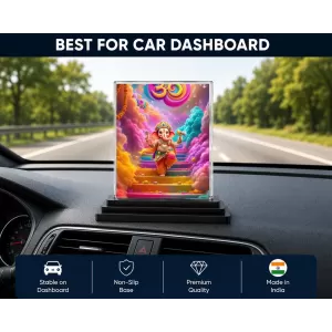Ganesha Acrylic Car Dashboard Showpiece | Double-Sided Ganesha Photo Stand | 3 X 4 Inch Photo | Transparent Acrylic Frame With Black Base | Car Dashboard, Office & Table Decor (F72264) Ganesha Acrylic Car Dashboard Showpiece | Double-Sided Ganesha Photo Stand | 3 X 4 Inch Photo | Transparent Acrylic Frame With Black Base | Car Dashboard, Office & Table Decor (F72264)
