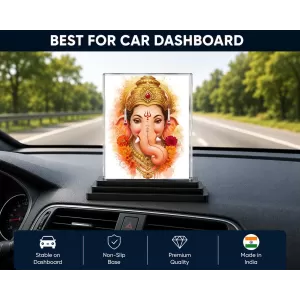 Ganesha Acrylic Car Dashboard Showpiece | Double-Sided Ganesha Photo Stand | 3 X 4 Inch Photo | Transparent Acrylic Frame With Black Base | Car Dashboard, Office & Table Decor (F72270) Ganesha Acrylic Car Dashboard Showpiece | Double-Sided Ganesha Photo Stand | 3 X 4 Inch Photo | Transparent Acrylic Frame With Black Base | Car Dashboard, Office & Table Decor (F72270)