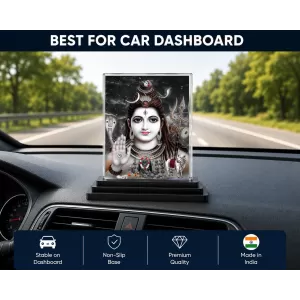 Lord Shiva Acrylic Car Dashboard Showpiece | Double-Sided Lord Shiva Photo Stand | 3 X 4 Inch Photo | Transparent Acrylic Frame With Black Base | Car Dashboard, Office & Table Decor (F72322) Lord Shiva Acrylic Car Dashboard Showpiece | Double-Sided Lord Shiva Photo Stand | 3 X 4 Inch Photo | Transparent Acrylic Frame With Black Base | Car Dashboard, Office & Table Decor (F72322)