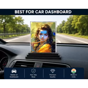 Lord Shree Krishna Acrylic Car Dashboard Showpiece | Double-Sided Lord Shree Krishna Photo Stand | 3 X 4 Inch Photo | Transparent Acrylic Frame With Black Base | Car Dashboard, Office & Table Decor (F72338) Lord Shree Krishna Acrylic Car Dashboard Showpiece | Double-Sided Lord Shree Krishna Photo Stand | 3 X 4 Inch Photo | Transparent Acrylic Frame With Black Base | Car Dashboard, Office & Table Decor (F72338)