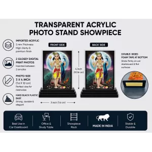 Lord Murugan Acrylic Car Dashboard Showpiece | Double-Sided Lord Murugan Photo Stand | 3 X 4 Inch Photo | Transparent Acrylic Frame With Black Base | Car Dashboard, Office & Table Decor (F71000) Lord Murugan Acrylic Car Dashboard Showpiece | Double-Sided Lord Murugan Photo Stand | 3 X 4 Inch Photo | Transparent Acrylic Frame With Black Base | Car Dashboard, Office & Table Decor (F71000)