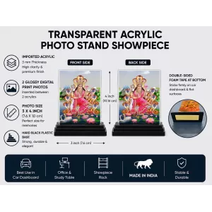 Manasa Devi Acrylic Car Dashboard Showpiece | Double-Sided Manasa Devi Photo Stand | 3 X 4 Inch Photo | Transparent Acrylic Frame With Black Base | Car Dashboard, Office & Table Decor (F71014) Manasa Devi Acrylic Car Dashboard Showpiece | Double-Sided Manasa Devi Photo Stand | 3 X 4 Inch Photo | Transparent Acrylic Frame With Black Base | Car Dashboard, Office & Table Decor (F71014)
