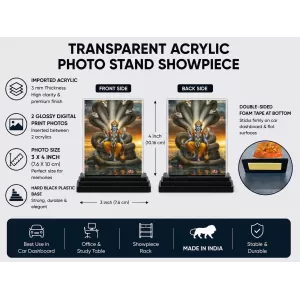Vishnu Acrylic Car Dashboard Showpiece | Double-Sided Vishnu Photo Stand | 3 X 4 Inch Photo | Transparent Acrylic Frame With Black Base | Car Dashboard, Office & Table Decor (F71119) Vishnu Acrylic Car Dashboard Showpiece | Double-Sided Vishnu Photo Stand | 3 X 4 Inch Photo | Transparent Acrylic Frame With Black Base | Car Dashboard, Office & Table Decor (F71119)