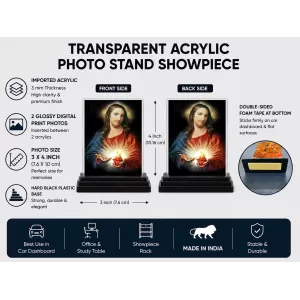 Jesus Christ Acrylic Car Dashboard Showpiece | Double-Sided Jesus Christ Photo Stand | 3 X 4 Inch Photo | Transparent Acrylic Frame With Black Base | Car Dashboard, Office & Table Decor (F71320) Jesus Christ Acrylic Car Dashboard Showpiece | Double-Sided Jesus Christ Photo Stand | 3 X 4 Inch Photo | Transparent Acrylic Frame With Black Base | Car Dashboard, Office & Table Decor (F71320)