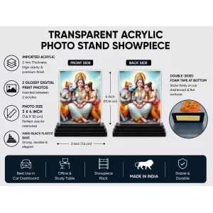 Lord Shiva With Parvati And Lord Ganesha Acrylic Car Dashboard Showpiece | Double-Sided Lord Shiva With Parvati And Lord Ganesha Photo Stand | 3 X 4 Inch Photo | Transparent Acrylic Frame With Black Base | Car Dashboard, Office & Table Decor (F71 Lord Shiva With Parvati And Lord Ganesha Acrylic Car Dashboard Showpiece | Double-Sided Lord Shiva With Parvati And Lord Ganesha Photo Stand | 3 X 4 Inch Photo | Transparent Acrylic Frame With Black Base | Car Dashboard, Office & Table Decor (F71