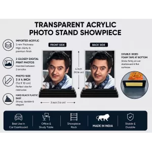 Shree Kishore Kumar Acrylic Car Dashboard Showpiece | Double-Sided Shree Kishore Kumar Photo Stand | 3 X 4 Inch Photo | Transparent Acrylic Frame With Black Base | Car Dashboard, Office & Table Decor (F71406) Shree Kishore Kumar Acrylic Car Dashboard Showpiece | Double-Sided Shree Kishore Kumar Photo Stand | 3 X 4 Inch Photo | Transparent Acrylic Frame With Black Base | Car Dashboard, Office & Table Decor (F71406)