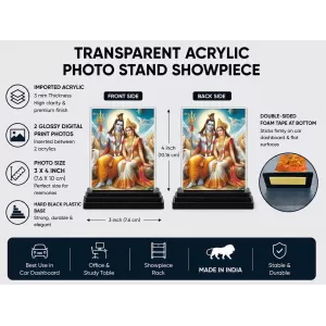 Lord Shiva And Parvati Acrylic Car Dashboard Showpiece | Double-Sided Lord Shiva And Parvati Photo Stand | 3 X 4 Inch Photo | Transparent Acrylic Frame With Black Base | Car Dashboard, Office & Table Decor (F71418) Lord Shiva And Parvati Acrylic Car Dashboard Showpiece | Double-Sided Lord Shiva And Parvati Photo Stand | 3 X 4 Inch Photo | Transparent Acrylic Frame With Black Base | Car Dashboard, Office & Table Decor (F71418)