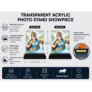 Goddess Ganga Acrylic Car Dashboard Showpiece | Double-Sided Goddess Ganga Photo Stand | 3 X 4 Inch Photo | Transparent Acrylic Frame With Black Base | Car Dashboard, Office & Table Decor (F71436) Goddess Ganga Acrylic Car Dashboard Showpiece | Double-Sided Goddess Ganga Photo Stand | 3 X 4 Inch Photo | Transparent Acrylic Frame With Black Base | Car Dashboard, Office & Table Decor (F71436)