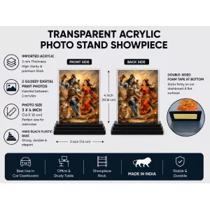Lord Shiva And Parvati Acrylic Car Dashboard Showpiece | Double-Sided Lord Shiva And Parvati Photo Stand | 3 X 4 Inch Photo | Transparent Acrylic Frame With Black Base | Car Dashboard, Office & Table Decor (F71450) Lord Shiva And Parvati Acrylic Car Dashboard Showpiece | Double-Sided Lord Shiva And Parvati Photo Stand | 3 X 4 Inch Photo | Transparent Acrylic Frame With Black Base | Car Dashboard, Office & Table Decor (F71450)