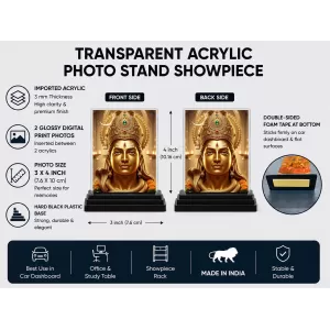 Lord Shiva Acrylic Car Dashboard Showpiece | Double-Sided Lord Shiva Photo Stand | 3 X 4 Inch Photo | Transparent Acrylic Frame With Black Base | Car Dashboard, Office & Table Decor (F71461) Lord Shiva Acrylic Car Dashboard Showpiece | Double-Sided Lord Shiva Photo Stand | 3 X 4 Inch Photo | Transparent Acrylic Frame With Black Base | Car Dashboard, Office & Table Decor (F71461)