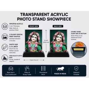 Shree Krishna Acrylic Car Dashboard Showpiece | Double-Sided Shree Krishna Photo Stand | 3 X 4 Inch Photo | Transparent Acrylic Frame With Black Base | Car Dashboard, Office & Table Decor (F71468) Shree Krishna Acrylic Car Dashboard Showpiece | Double-Sided Shree Krishna Photo Stand | 3 X 4 Inch Photo | Transparent Acrylic Frame With Black Base | Car Dashboard, Office & Table Decor (F71468)