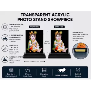 Lord Shree Krishna Acrylic Car Dashboard Showpiece | Double-Sided Lord Shree Krishna Photo Stand | 3 X 4 Inch Photo | Transparent Acrylic Frame With Black Base | Car Dashboard, Office & Table Decor (F71481) Lord Shree Krishna Acrylic Car Dashboard Showpiece | Double-Sided Lord Shree Krishna Photo Stand | 3 X 4 Inch Photo | Transparent Acrylic Frame With Black Base | Car Dashboard, Office & Table Decor (F71481)