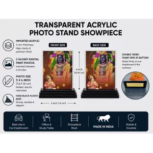 Hanuman Acrylic Car Dashboard Showpiece | Double-Sided Hanuman Photo Stand | 3 X 4 Inch Photo | Transparent Acrylic Frame With Black Base | Car Dashboard, Office & Table Decor (F71492) Hanuman Acrylic Car Dashboard Showpiece | Double-Sided Hanuman Photo Stand | 3 X 4 Inch Photo | Transparent Acrylic Frame With Black Base | Car Dashboard, Office & Table Decor (F71492)