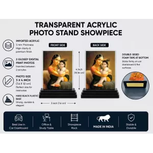 Yashoda And Shree Krishna Acrylic Car Dashboard Showpiece | Double-Sided Yashoda And Shree Krishna Photo Stand | 3 X 4 Inch Photo | Transparent Acrylic Frame With Black Base | Car Dashboard, Office & Table Decor (F71497) Yashoda And Shree Krishna Acrylic Car Dashboard Showpiece | Double-Sided Yashoda And Shree Krishna Photo Stand | 3 X 4 Inch Photo | Transparent Acrylic Frame With Black Base | Car Dashboard, Office & Table Decor (F71497)