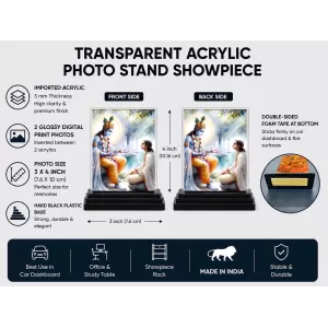 Shree Krishna Acrylic Car Dashboard Showpiece | Double-Sided Shree Krishna Photo Stand | 3 X 4 Inch Photo | Transparent Acrylic Frame With Black Base | Car Dashboard, Office & Table Decor (F71518) Shree Krishna Acrylic Car Dashboard Showpiece | Double-Sided Shree Krishna Photo Stand | 3 X 4 Inch Photo | Transparent Acrylic Frame With Black Base | Car Dashboard, Office & Table Decor (F71518)