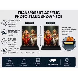 Lord Ganesha And Goddess Saraswati Acrylic Car Dashboard Showpiece | Double-Sided Lord Ganesha And Goddess Saraswati Photo Stand | 3 X 4 Inch Photo | Transparent Acrylic Frame With Black Base | Car Dashboard, Office & Table Decor (F71661) Lord Ganesha And Goddess Saraswati Acrylic Car Dashboard Showpiece | Double-Sided Lord Ganesha And Goddess Saraswati Photo Stand | 3 X 4 Inch Photo | Transparent Acrylic Frame With Black Base | Car Dashboard, Office & Table Decor (F71661)