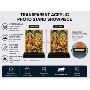 Lord Ganesha And Lord Ganesha Acrylic Car Dashboard Showpiece | Double-Sided Lord Ganesha And Lord Ganesha Photo Stand | 3 X 4 Inch Photo | Transparent Acrylic Frame With Black Base | Car Dashboard, Office & Table Decor (F71680) Lord Ganesha And Lord Ganesha Acrylic Car Dashboard Showpiece | Double-Sided Lord Ganesha And Lord Ganesha Photo Stand | 3 X 4 Inch Photo | Transparent Acrylic Frame With Black Base | Car Dashboard, Office & Table Decor (F71680)