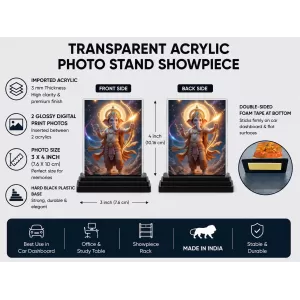 Ganesha Acrylic Car Dashboard Showpiece | Double-Sided Ganesha Photo Stand | 3 X 4 Inch Photo | Transparent Acrylic Frame With Black Base | Car Dashboard, Office & Table Decor (F71690) Ganesha Acrylic Car Dashboard Showpiece | Double-Sided Ganesha Photo Stand | 3 X 4 Inch Photo | Transparent Acrylic Frame With Black Base | Car Dashboard, Office & Table Decor (F71690)