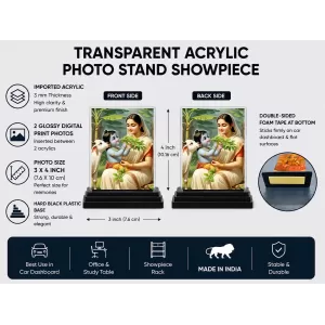 Yashoda Acrylic Car Dashboard Showpiece | Double-Sided Yashoda Photo Stand | 3 X 4 Inch Photo | Transparent Acrylic Frame With Black Base | Car Dashboard, Office & Table Decor (F71715) Yashoda Acrylic Car Dashboard Showpiece | Double-Sided Yashoda Photo Stand | 3 X 4 Inch Photo | Transparent Acrylic Frame With Black Base | Car Dashboard, Office & Table Decor (F71715)