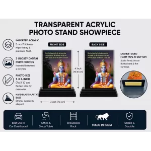 Shree Krishna Acrylic Car Dashboard Showpiece | Double-Sided Shree Krishna Photo Stand | 3 X 4 Inch Photo | Transparent Acrylic Frame With Black Base | Car Dashboard, Office & Table Decor (F71740) Shree Krishna Acrylic Car Dashboard Showpiece | Double-Sided Shree Krishna Photo Stand | 3 X 4 Inch Photo | Transparent Acrylic Frame With Black Base | Car Dashboard, Office & Table Decor (F71740)