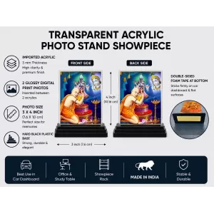 Prahlad Acrylic Car Dashboard Showpiece | Double-Sided Prahlad Photo Stand | 3 X 4 Inch Photo | Transparent Acrylic Frame With Black Base | Car Dashboard, Office & Table Decor (F71788) Prahlad Acrylic Car Dashboard Showpiece | Double-Sided Prahlad Photo Stand | 3 X 4 Inch Photo | Transparent Acrylic Frame With Black Base | Car Dashboard, Office & Table Decor (F71788)