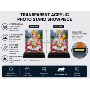 Hanuman Acrylic Car Dashboard Showpiece | Double-Sided Hanuman Photo Stand | 3 X 4 Inch Photo | Transparent Acrylic Frame With Black Base | Car Dashboard, Office & Table Decor (F72101) Hanuman Acrylic Car Dashboard Showpiece | Double-Sided Hanuman Photo Stand | 3 X 4 Inch Photo | Transparent Acrylic Frame With Black Base | Car Dashboard, Office & Table Decor (F72101)