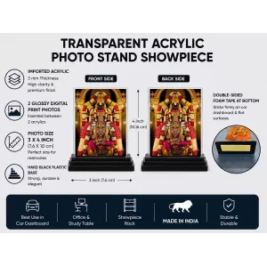 Venkateswara Acrylic Car Dashboard Showpiece | Double-Sided Venkateswara Photo Stand | 3 X 4 Inch Photo | Transparent Acrylic Frame With Black Base | Car Dashboard, Office & Table Decor (F72111) Venkateswara Acrylic Car Dashboard Showpiece | Double-Sided Venkateswara Photo Stand | 3 X 4 Inch Photo | Transparent Acrylic Frame With Black Base | Car Dashboard, Office & Table Decor (F72111)