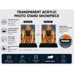 Tirupati Balaji Acrylic Car Dashboard Showpiece | Double-Sided Tirupati Balaji Photo Stand | 3 X 4 Inch Photo | Transparent Acrylic Frame With Black Base | Car Dashboard, Office & Table Decor (F72121) Tirupati Balaji Acrylic Car Dashboard Showpiece | Double-Sided Tirupati Balaji Photo Stand | 3 X 4 Inch Photo | Transparent Acrylic Frame With Black Base | Car Dashboard, Office & Table Decor (F72121)