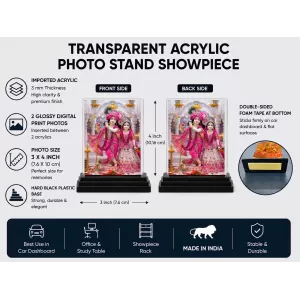 Krishna And Radha Acrylic Car Dashboard Showpiece | Double-Sided Krishna And Radha Photo Stand | 3 X 4 Inch Photo | Transparent Acrylic Frame With Black Base | Car Dashboard, Office & Table Decor (F72137) Krishna And Radha Acrylic Car Dashboard Showpiece | Double-Sided Krishna And Radha Photo Stand | 3 X 4 Inch Photo | Transparent Acrylic Frame With Black Base | Car Dashboard, Office & Table Decor (F72137)