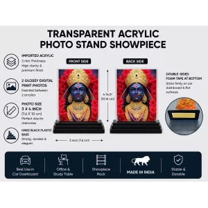 Kali Acrylic Car Dashboard Showpiece | Double-Sided Kali Photo Stand | 3 X 4 Inch Photo | Transparent Acrylic Frame With Black Base | Car Dashboard, Office & Table Decor (F72149) Kali Acrylic Car Dashboard Showpiece | Double-Sided Kali Photo Stand | 3 X 4 Inch Photo | Transparent Acrylic Frame With Black Base | Car Dashboard, Office & Table Decor (F72149)