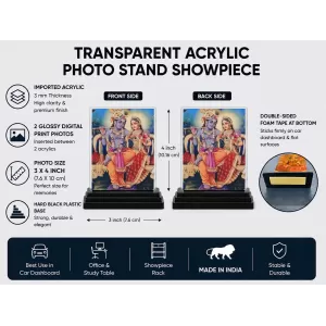 Krishna And Radha Acrylic Car Dashboard Showpiece | Double-Sided Krishna And Radha Photo Stand | 3 X 4 Inch Photo | Transparent Acrylic Frame With Black Base | Car Dashboard, Office & Table Decor (F72164) Krishna And Radha Acrylic Car Dashboard Showpiece | Double-Sided Krishna And Radha Photo Stand | 3 X 4 Inch Photo | Transparent Acrylic Frame With Black Base | Car Dashboard, Office & Table Decor (F72164)