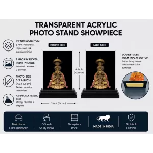 Lakshmi Acrylic Car Dashboard Showpiece | Double-Sided Lakshmi Photo Stand | 3 X 4 Inch Photo | Transparent Acrylic Frame With Black Base | Car Dashboard, Office & Table Decor (F72197) Lakshmi Acrylic Car Dashboard Showpiece | Double-Sided Lakshmi Photo Stand | 3 X 4 Inch Photo | Transparent Acrylic Frame With Black Base | Car Dashboard, Office & Table Decor (F72197)
