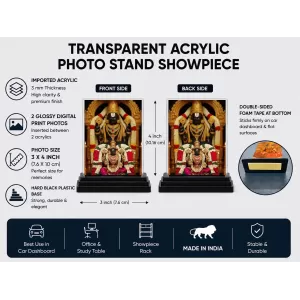 Lord Tirupati & Goddess Lakshmi Acrylic Car Dashboard Showpiece | Double-Sided Lord Tirupati & Goddess Lakshmi Photo Stand | 3 X 4 Inch Photo | Transparent Acrylic Frame With Black Base | Car Dashboard, Office & Table Decor (F72229) Lord Tirupati & Goddess Lakshmi Acrylic Car Dashboard Showpiece | Double-Sided Lord Tirupati & Goddess Lakshmi Photo Stand | 3 X 4 Inch Photo | Transparent Acrylic Frame With Black Base | Car Dashboard, Office & Table Decor (F72229)