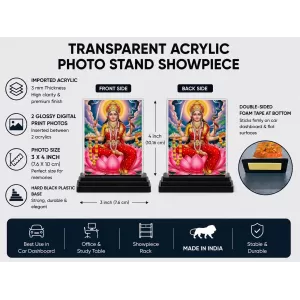 Lakshmi Acrylic Car Dashboard Showpiece | Double-Sided Lakshmi Photo Stand | 3 X 4 Inch Photo | Transparent Acrylic Frame With Black Base | Car Dashboard, Office & Table Decor (F72254) Lakshmi Acrylic Car Dashboard Showpiece | Double-Sided Lakshmi Photo Stand | 3 X 4 Inch Photo | Transparent Acrylic Frame With Black Base | Car Dashboard, Office & Table Decor (F72254)