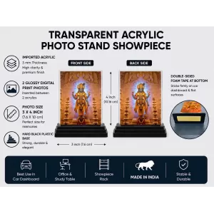 Vishnu Acrylic Car Dashboard Showpiece | Double-Sided Vishnu Photo Stand | 3 X 4 Inch Photo | Transparent Acrylic Frame With Black Base | Car Dashboard, Office & Table Decor (F72263) Vishnu Acrylic Car Dashboard Showpiece | Double-Sided Vishnu Photo Stand | 3 X 4 Inch Photo | Transparent Acrylic Frame With Black Base | Car Dashboard, Office & Table Decor (F72263)