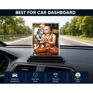 Lord Rama Acrylic Car Dashboard Showpiece | Double-Sided Lord Rama Photo Stand | 3 X 4 Inch Photo | Transparent Acrylic Frame With Black Base | Car Dashboard, Office & Table Decor (F70227)