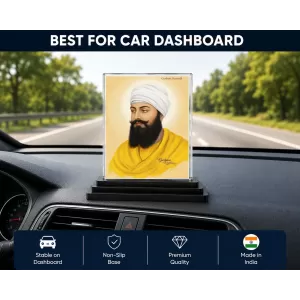 Guru Tegh Bahadur Ji Acrylic Car Dashboard Showpiece | Double-Sided Guru Tegh Bahadur Ji Photo Stand | 3 X 4 Inch Photo | Transparent Acrylic Frame With Black Base | Car Dashboard, Office & Table Decor (F70242) Guru Tegh Bahadur Ji Acrylic Car Dashboard Showpiece | Double-Sided Guru Tegh Bahadur Ji Photo Stand | 3 X 4 Inch Photo | Transparent Acrylic Frame With Black Base | Car Dashboard, Office & Table Decor (F70242)