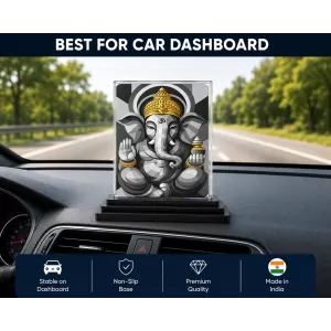 Lord Ganesha Acrylic Car Dashboard Showpiece | Double-Sided Lord Ganesha Photo Stand | 3 X 4 Inch Photo | Transparent Acrylic Frame With Black Base | Car Dashboard, Office & Table Decor (F70244) Lord Ganesha Acrylic Car Dashboard Showpiece | Double-Sided Lord Ganesha Photo Stand | 3 X 4 Inch Photo | Transparent Acrylic Frame With Black Base | Car Dashboard, Office & Table Decor (F70244)