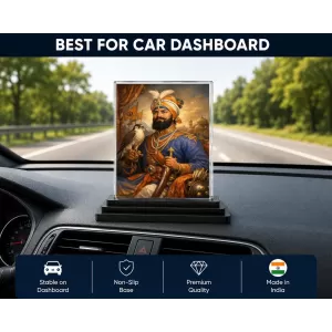 Guru Gobind Singh Ji Acrylic Car Dashboard Showpiece | Double-Sided Guru Gobind Singh Ji Photo Stand | 3 X 4 Inch Photo | Transparent Acrylic Frame With Black Base | Car Dashboard, Office & Table Decor (F70270) Guru Gobind Singh Ji Acrylic Car Dashboard Showpiece | Double-Sided Guru Gobind Singh Ji Photo Stand | 3 X 4 Inch Photo | Transparent Acrylic Frame With Black Base | Car Dashboard, Office & Table Decor (F70270)