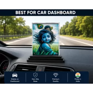 Bal Krishna Acrylic Car Dashboard Showpiece | Double-Sided Bal Krishna Photo Stand | 3 X 4 Inch Photo | Transparent Acrylic Frame With Black Base | Car Dashboard, Office & Table Decor (F70290) Bal Krishna Acrylic Car Dashboard Showpiece | Double-Sided Bal Krishna Photo Stand | 3 X 4 Inch Photo | Transparent Acrylic Frame With Black Base | Car Dashboard, Office & Table Decor (F70290)